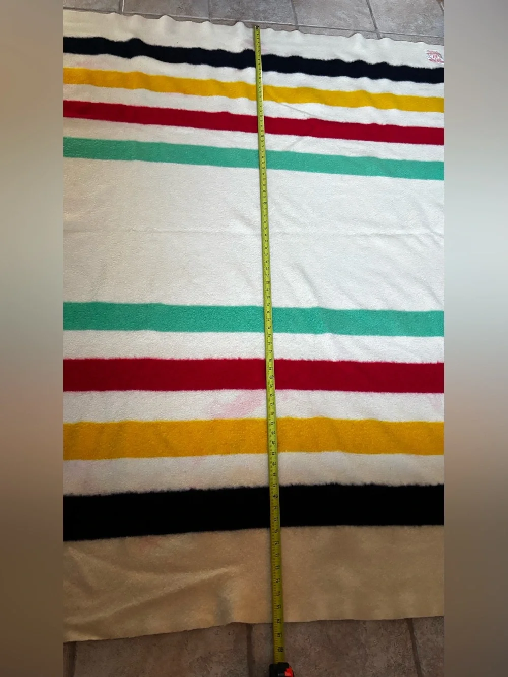 HUDSON BAY ENGLAND Multicolor Stripes 4 Points Full WOOL BLANKET-82x65u